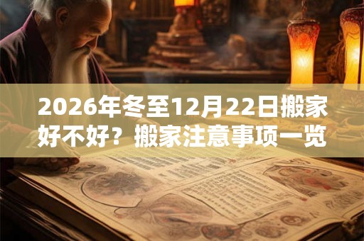 2026年冬至12月22日搬家好不好？搬家注意事项一览！