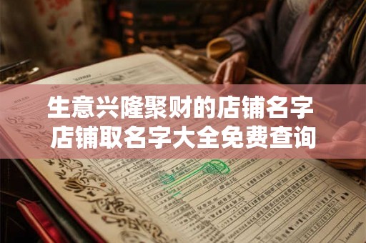 生意兴隆聚财的店铺名字 店铺取名字大全免费查询