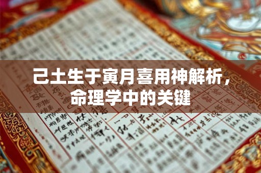 己土生于寅月喜用神解析,命理学中的关键 己土生于寅月喜用神解析,命理学中的关键