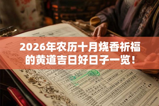 2026年农历十月烧香祈福的黄道吉日好日子一览！