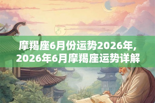 摩羯座6月份运势2026年,2026年6月摩羯座运势详解