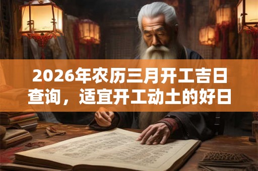 2026年农历三月开工吉日查询，适宜开工动土的好日子
