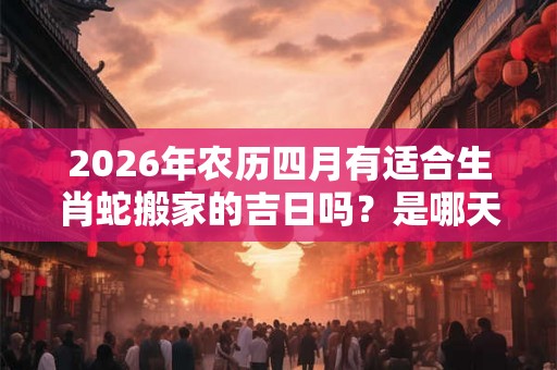 2026年农历四月有适合生肖蛇搬家的吉日吗？是哪天？