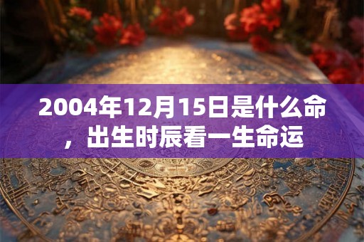 2004年12月15日是什么命，出生时辰看一生命运