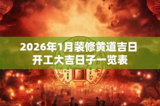 2026年1月装修黄道吉日 开工大吉日子一览表