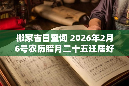 搬家吉日查询 2026年2月6号农历腊月二十五迁居好不好