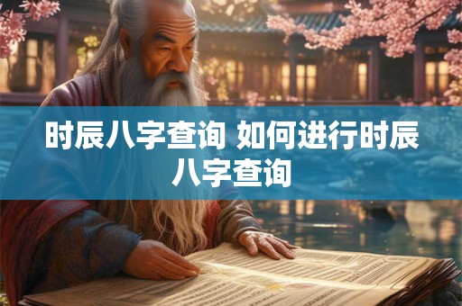 时辰八字查询 如何进行时辰八字查询