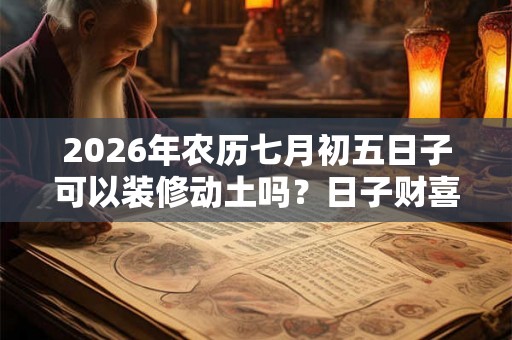 2026年农历七月初五日子可以装修动土吗？日子财喜神在哪？