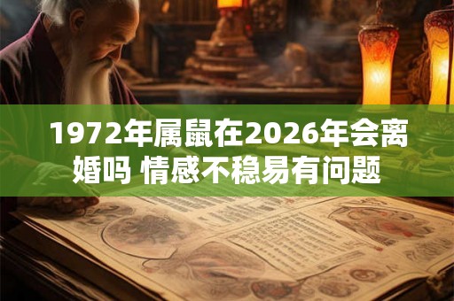 1972年属鼠在2026年会离婚吗 情感不稳易有问题