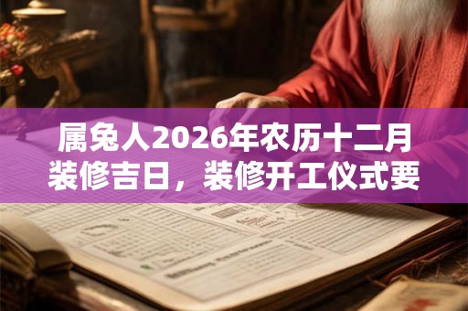 属兔人2026年农历十二月装修吉日，装修开工仪式要怎么做？