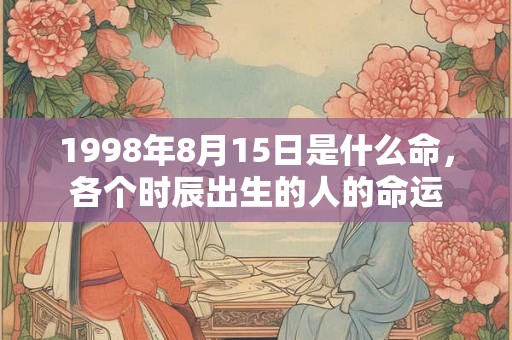 1998年8月15日是什么命，各个时辰出生的人的命运