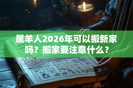 属羊人2026年可以搬新家吗？搬家要注意什么？