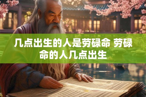 几点出生的人是劳碌命 劳碌命的人几点出生