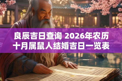 良辰吉日查询 2026年农历十月属鼠人结婚吉日一览表