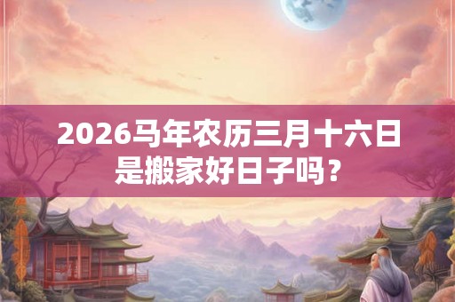 2026马年农历三月十六日是搬家好日子吗？