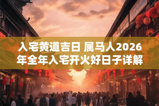 入宅黄道吉日 属马人2026年全年入宅开火好日子详解 入宅黄道吉日 属马人2026年全年入宅开火好日子详解