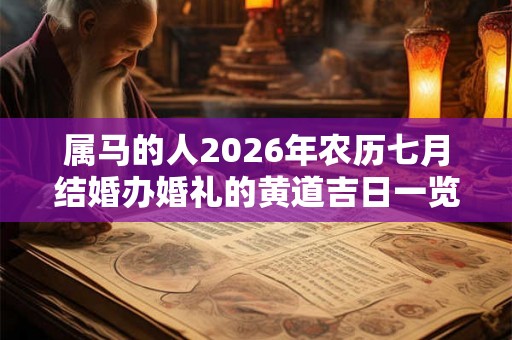 属马的人2026年农历七月结婚办婚礼的黄道吉日一览！