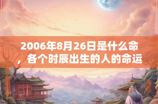 2006年8月26日是什么命，各个时辰出生的人的命运