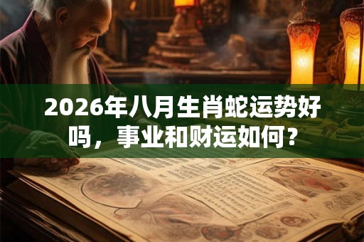 2026年八月生肖蛇运势好吗，事业和财运如何？