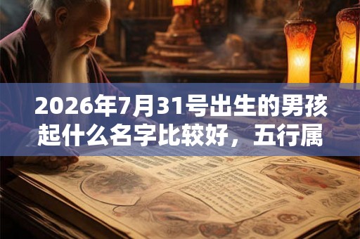 2026年7月31号出生的男孩起什么名字比较好，五行属什么