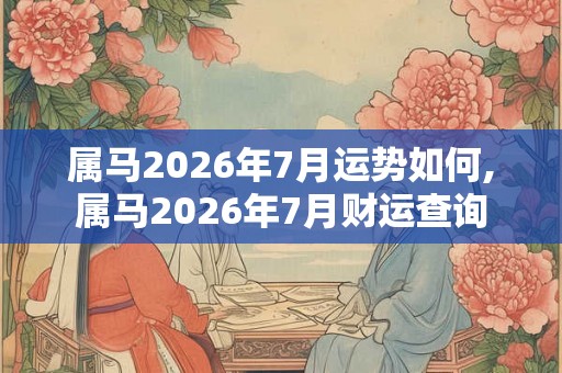 属马2026年7月运势如何,属马2026年7月财运查询