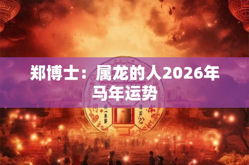 郑博士：属龙的人2026年马年运势