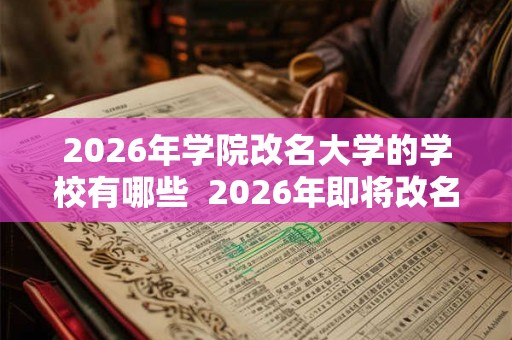 2026年学院改名大学的学校有哪些  2026年即将改名的大学