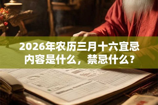 2026年农历三月十六宜忌内容是什么，禁忌什么？