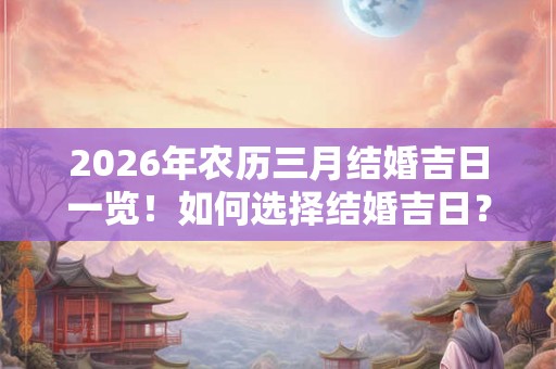 2026年农历三月结婚吉日一览！如何选择结婚吉日？