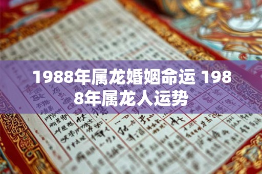 1988年属龙婚姻命运 1988年属龙人运势