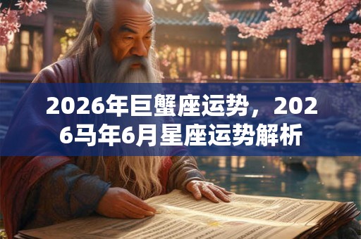 2026年巨蟹座运势，2026马年6月星座运势解析