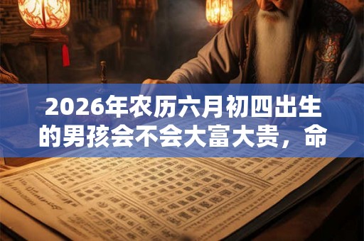 2026年农历六月初四出生的男孩会不会大富大贵，命运好不好？