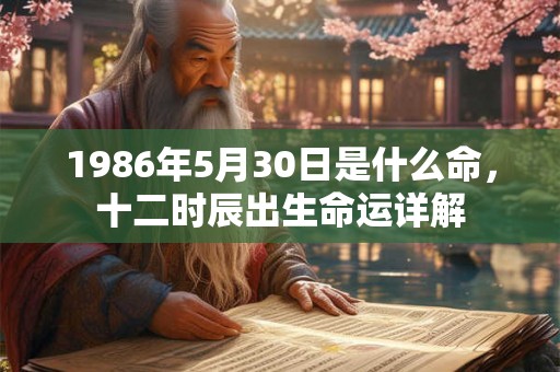 1986年5月30日是什么命，十二时辰出生命运详解