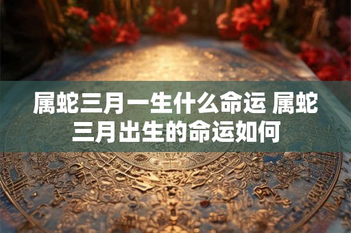 属蛇三月一生什么命运 属蛇三月出生的命运如何
