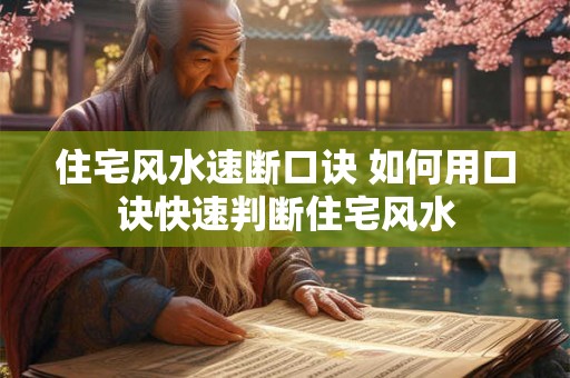 住宅风水速断口诀 如何用口诀快速判断住宅风水
