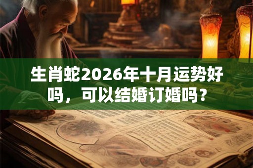 生肖蛇2026年十月运势好吗，可以结婚订婚吗？