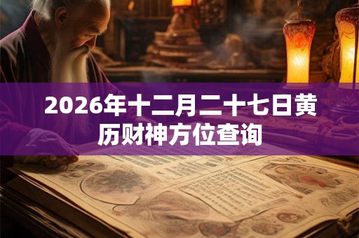 2026年十二月二十七日黄历财神方位查询