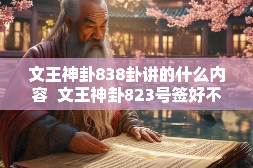文王神卦838卦讲的什么内容  文王神卦823号签好不好
