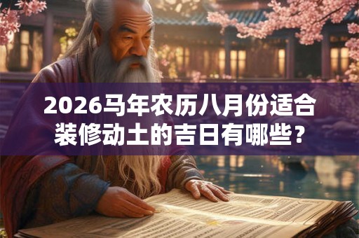 2026马年农历八月份适合装修动土的吉日有哪些？