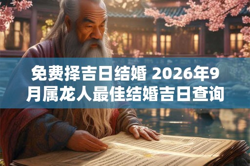 免费择吉日结婚 2026年9月属龙人最佳结婚吉日查询 免费择吉日结婚 2026年9月属龙人最佳结婚吉日查询