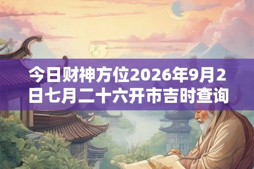 今日财神方位2026年9月2日七月二十六开市吉时查询