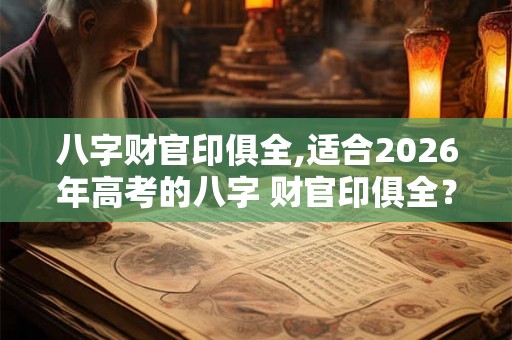 八字财官印俱全,适合2026年高考的八字 财官印俱全？
