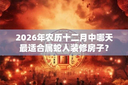 2026年农历十二月中哪天最适合属蛇人装修房子? 2026年农历十二月中哪天最适合属蛇人装修房子?