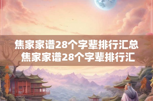 焦家家谱28个字辈排行汇总 焦家家谱28个字辈排行汇总你知道多少
