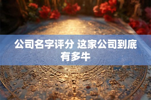公司名字评分 这家公司到底有多牛