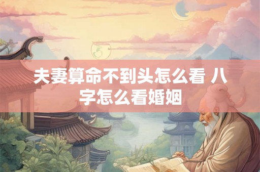 夫妻算命不到头怎么看 八字怎么看婚姻 夫妻算命不到头怎么看 八字怎么看婚姻