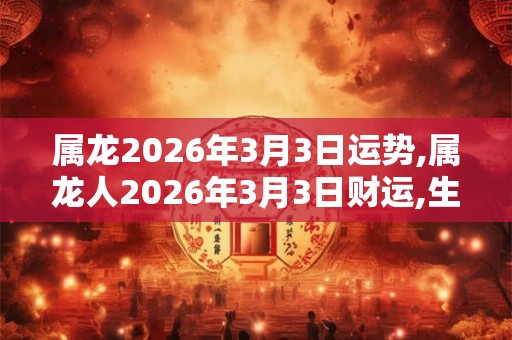 属龙2026年3月3日运势,属龙人2026年3月3日财运,生肖龙2026年3月3日运势