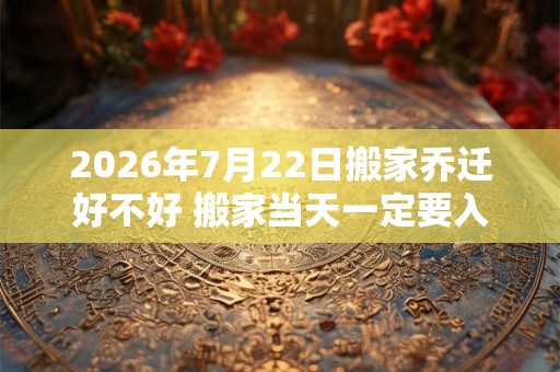 2026年7月22日搬家乔迁好不好 搬家当天一定要入住吗 2026年7月22日搬家乔迁好不好 搬家当天一定要入住吗