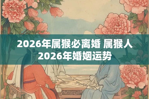2026年属猴必离婚 属猴人2026年婚姻运势