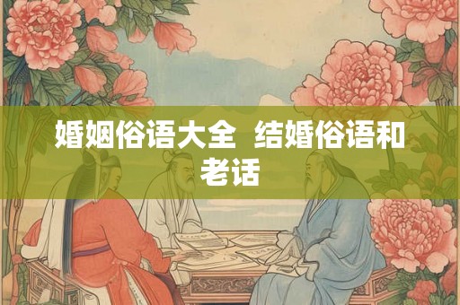 婚姻俗语大全  结婚俗语和老话